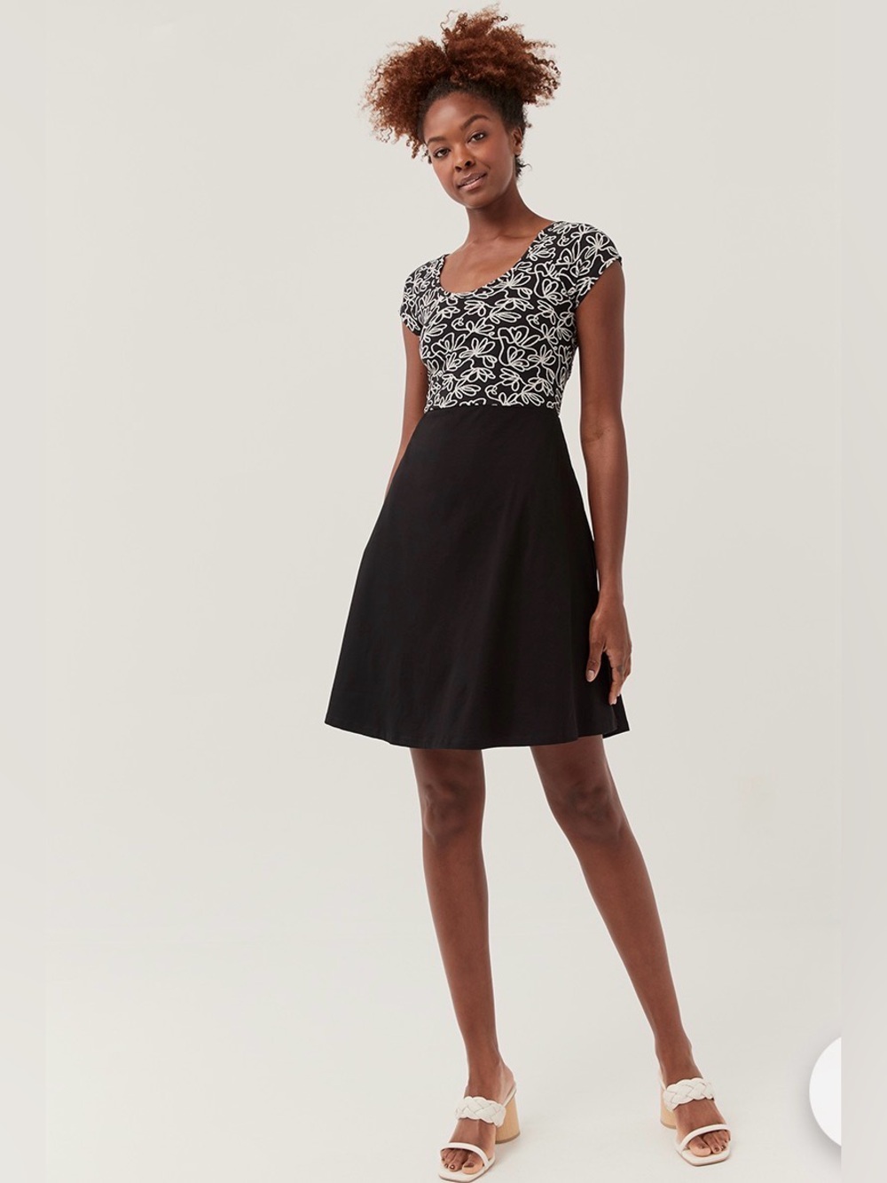 NWT Pact Dress - Organic Cotton, Floral, Criss Cross Back, Short Sleeve